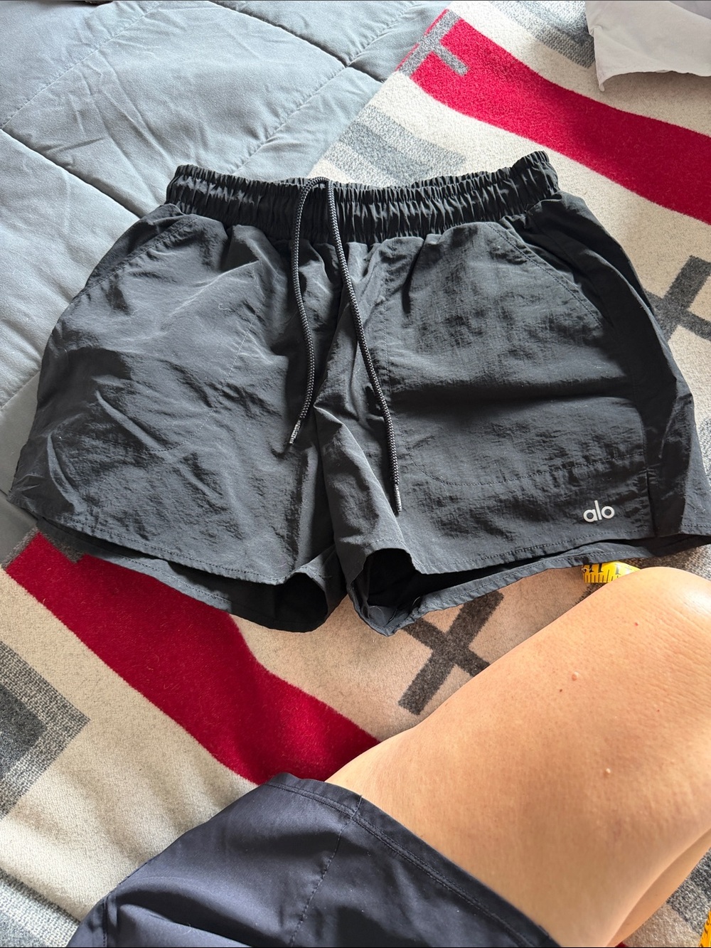ALO Yoga Black Athletic Running Shorts with Drawstring